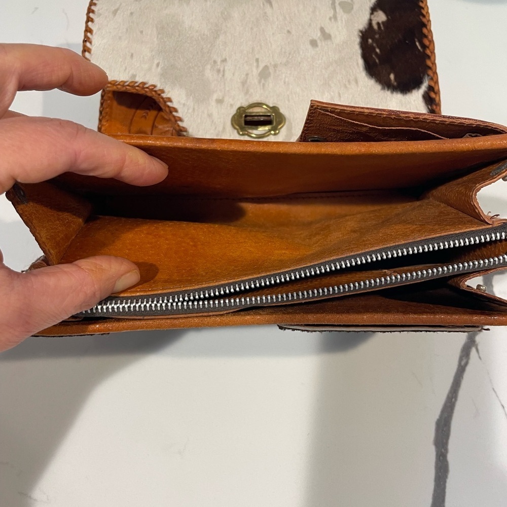 Cowhide Leather Clutch with Brown Accents - Picture 12 of 12